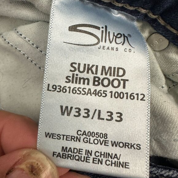 Silver Jeans Co Suki Mid Slim Boot Cut W33 L33 Super Stretch Denim Blue Jeans - Picture 2 of 10